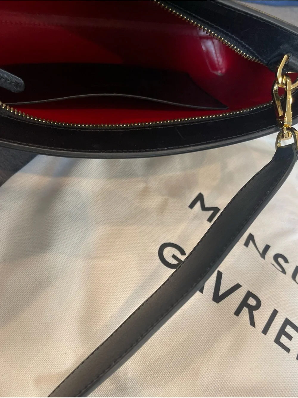 Mansur Gavriel Embossed Logo Black Leather Bag - Picture 4 of 4